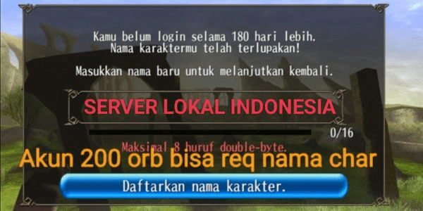 Gambar Product Account 200 orb req name and get gacha gold wings