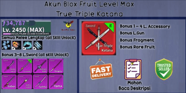 Gambar Product Max Level Account (True Triple Katana)
