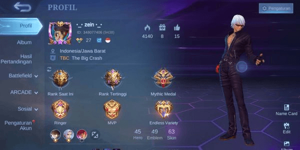 Gambar Product Akun Mobile Legend GG ( Sultan + Skin Banyak )