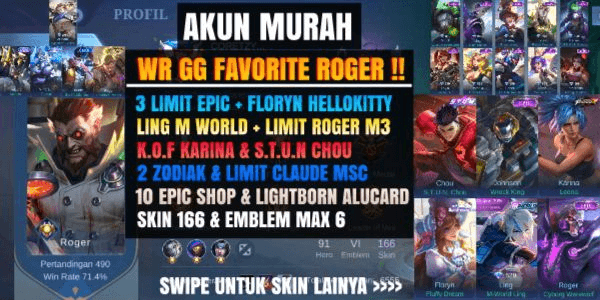 Gambar Product CHEAP ACCOUNT WR GG SKIN 166 EMBLEM MAX 6 !!!