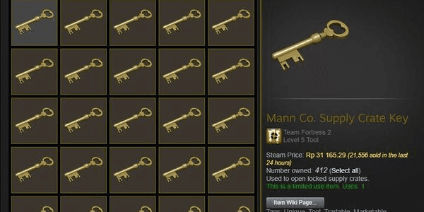 Gambar Product Mann Co. Supply Crate Key (TF2 Key / Key TF2)