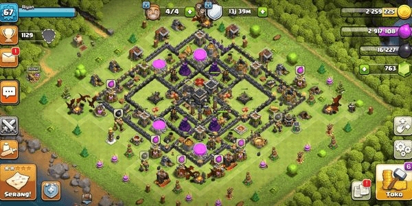 Gambar Product Town Hall 9 LVL 67 ||BK 16 ||AQ 20 ||GEMS 763 ||HIGH TROPY 1129 ||Fast Respond ( Android & IOS)