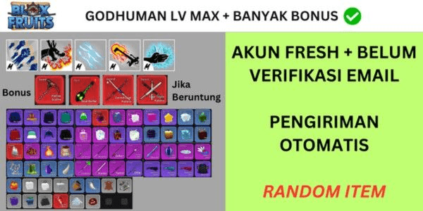 Gambar Product Blox Fruit Godhuman Account LEVEL MAX - Not Verified - Random Item