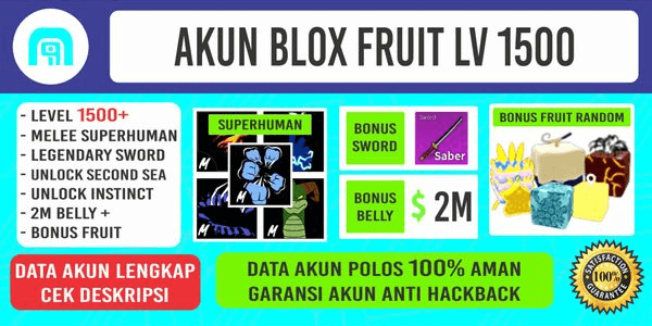 Gambar Product Blox Fruit Account Level 1500 [SUPERHUMAN + SWORD + FRUIT] - Not Verified