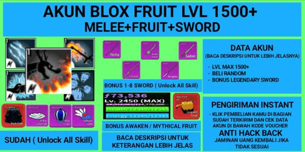 Cyborg Race4 Tier10 Blox Fruit Account Lv:2450Max, AWAKENED DOUGH, GodHuman, CDK, Unverified Account