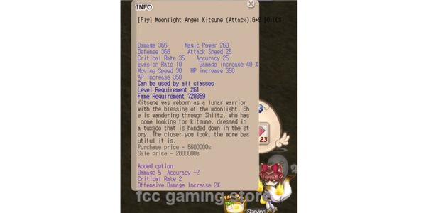 Gambar Product FMAK.G+9 Fly Moonlight Angel Kitsune (Attack).G +9 ODI 42%