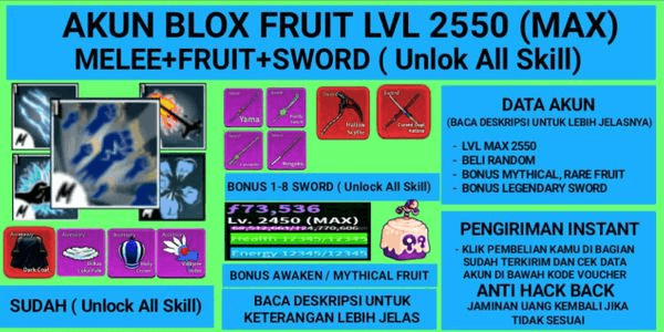 Cyborg Race4 Tier10 Blox Fruit Account Lv:2450Max, AWAKENED DOUGH, GodHuman, CDK, Unverified Account