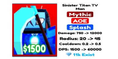 Gambar Product [MYTHIC] Sinister Titan TV Man - Toilet Tower Defense
