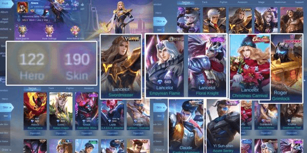 Gambar Product AKUN ML SULTAN, SKIN SUPERHERO LANCELOT DAWNING STARS, 6 SKIN EPIC, 1 LB, 1 TRANSFORMER, EMBLEM MAX, AKUN PRIBADI NO MINUS (7)