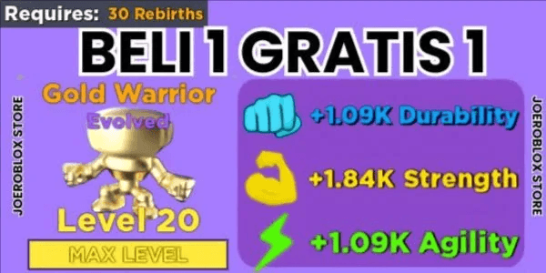 Evolved Gold Warrior LVL MAX - Muscle Legends