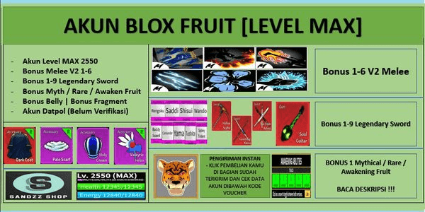 Gambar Product Blox Fruit Account [MAX Level][DATPOL]