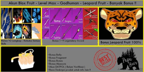 Blox Fruits 2550 lvl GodHuman MAX V4 CDK 376 HS 351 SG Leopard Fruit Rumble  Fruit