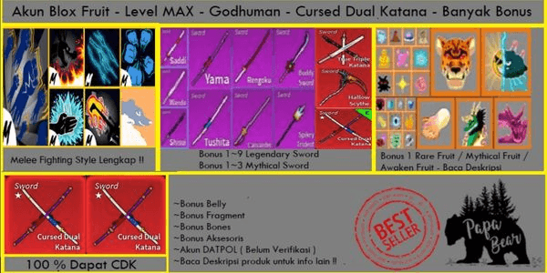 Blox Fruits] Level 2450, V4 FULL GEAR, Godhuman, CDK+SoulGuitar, Unverified