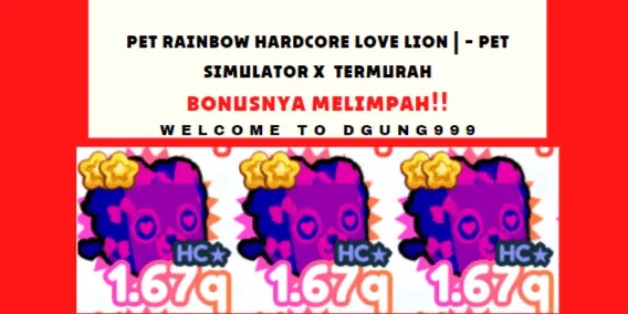 Pet Rainbow Hardcore Love Lion | - Cheapest Pet Simulator