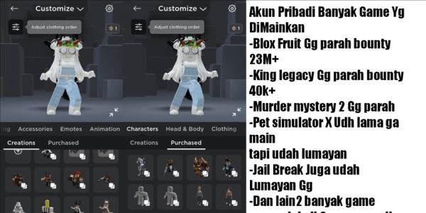 Gambar Product Gg account + avatar can be female or male
