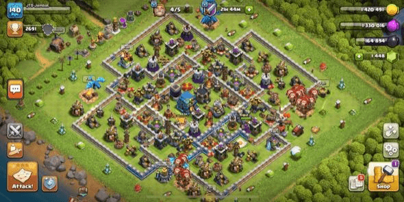Gambar Product Town Hall 12 Max / Level 140 / Hero 52-57-24 / Legendary BK Skin / Combat Precept Troops