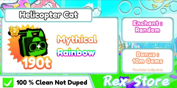 Gambar Product Pet Rainbow Helicopter Cat + Bonus 10m Gems
