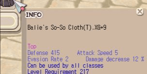 Gambar Product Balie's So-So Cloth TBS XG+9 All Jobs