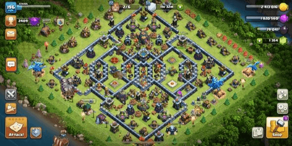 Gambar Product Town Hall 14 Semi Max / Exp 196 / Hero 40-74-23-5 / Blue Wall / Good Skin / Great Troops