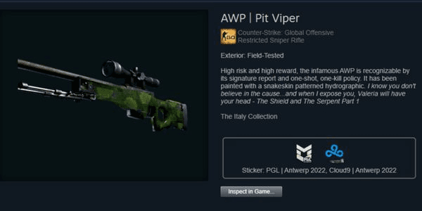 Gambar Product AWP | Pit Viper (Restricted Sniper Rifle)
