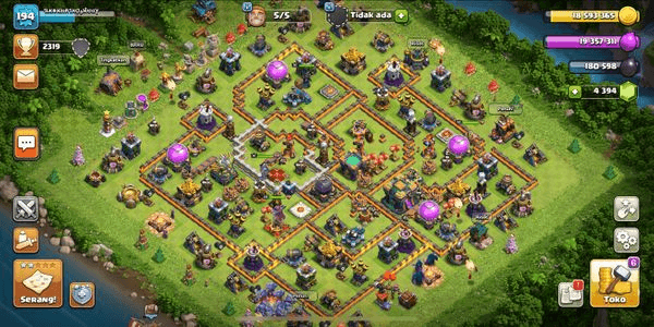 Gambar Product Town Hall 14*5 Donasi || 2,7K+ Star War || Mesin Full || Code C001