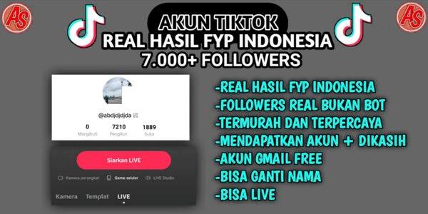 Gambar Product AKUN TIKTOK 7000 FOLLOOWERS BISA LIVE!! TERMURAH!!