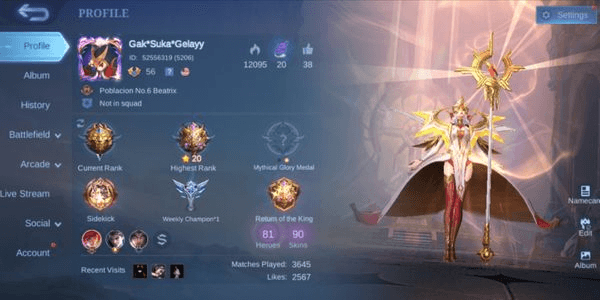 Gambar Product Akun Mobile GG Legend MURAH ( Hero + Skin Banyak + Efek )