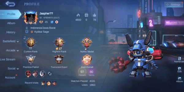 Gambar Product Akun Mobile Legend GG MURAH ( Hero + Skin Banyak + Efek )