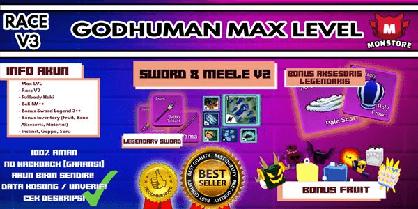 Gambar Product Blox Fruit Account [Level MAX][Godhuman](Unverified)