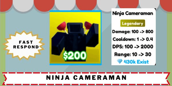 Gambar Product (Legendary) Ninja Cameraman | Toilet Tower Defense
