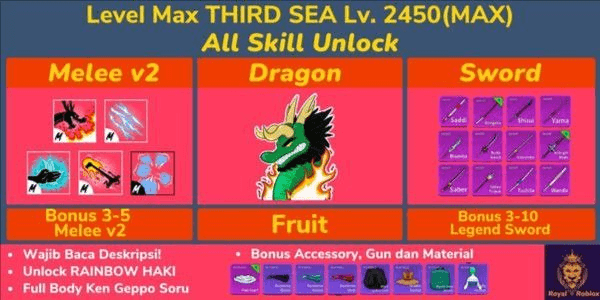 Gambar Product Blox Fruit Dragon Account Level MAX - Not Verified