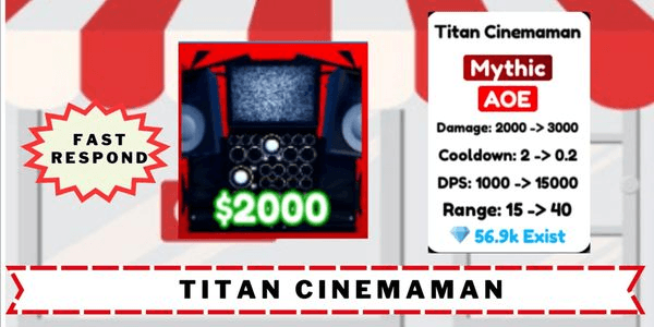 Gambar Product (Mythic) Titan Cinemaman | Toilet Tower Defense