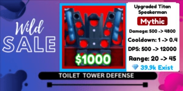 Gambar Product [Mythic] Upgraded Titan Speakerman - Toilet Tower Defense
