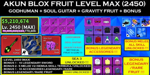 Conta de Blox Fruits LV MAX SOUL GUITAR GOD HUMAN - Videogames - Jardim  Esperança, Cabo Frio 1252392237