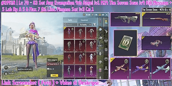 Gambar Product Akun Level 70 Set 68+ | Skin Senjata 75 Aug Evangelion lv1 M24 The Seven Seas lv4 Pesan Kill Rp A 5 6 Max 7 on Senjata Lab 5 . CN 1 #1991