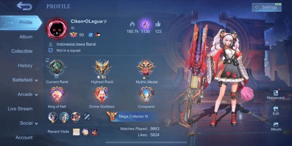 Gambar Product Akun Skin 515, 5 Skin Legend, 7 Collector, ABYSS Alpha, ZENITH Vexana, AOT Yin, NEO Ferdinn, 2 MISTBENDER, 2 ASPI, 5 KOF, RECALL EPIC