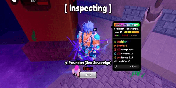 Gambar Product SHINY Poseidon (sea Sovereign) SSA Almighty - Anime Defenders
