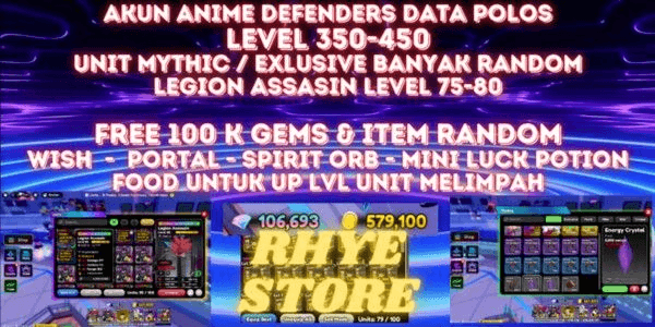 Gambar Product Akun Anime Defenders Level 350+