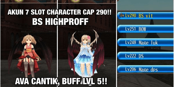 Gambar Product AKUN PENSI BS HIGHPROFF, 7 CHARACTER CAP LEVEL 290, AVA CANTIK, BUFFLAND LVL 5, TINGGAL MAIN COCOK UNTUK PEMULA!!