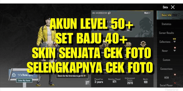 Gambar Product PUBG LEVEL 50 | SET BAJU 40 LEBIH