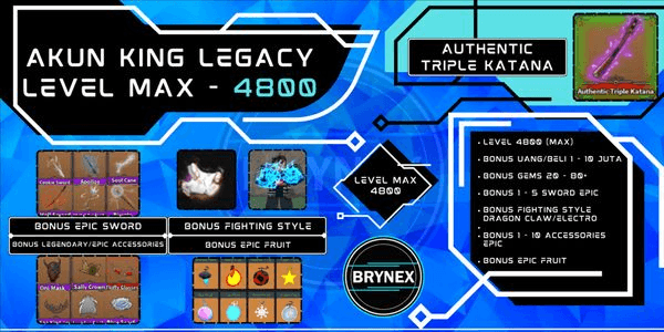 Gambar Product Akun King Legacy Level MAX - Authentic Triple Katana + Bonus | RBL