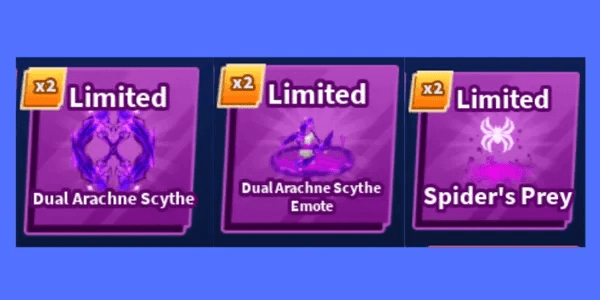 Dual Arachne Scythe Set (Sword, Emote, Explosion) - Blade Ball