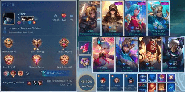 Gambar Product READY STOK ML #18 | SKIN 131 | EMBLEM ALL MAX | MAGIC CORE 51 | CC NATALIA | VALENTINE FANNY | STAR LANCE | MSC CLAUDE | EPIK 3