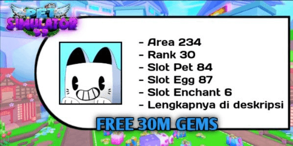 Gambar Product Akun Rank 30 - Max Area | Pet Simulator 99