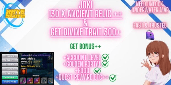 Gambar Product Joki 130 K Ancient Relic dan 300 Divine Trait Crystal