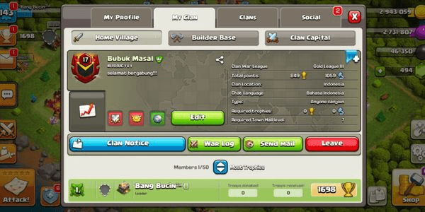 Gambar Product CAPITAL CLAN LEVEL 8 MAX~WIN BAGUS ~COCOK UNTUK CWL ~LEVEL 17 ~NICK BAGUS