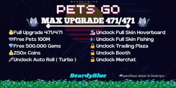 Gambar Product Account Pets Go | Max Upgrade | Free Gems 500.000 | Unlocked Trade & Booth | Pengiriman Instan