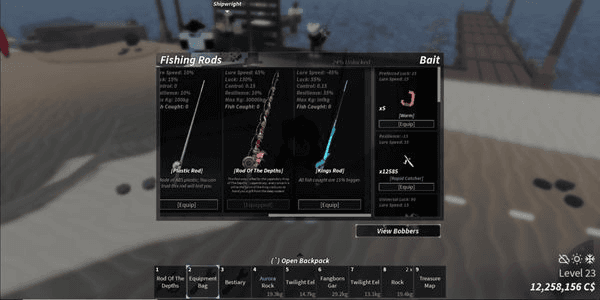 Gambar Product Akun Fisch 12M Money + Rod Of The Depths + Arora Rod + Kings Rod (No Verified Email and Phone Number)