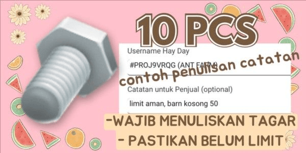 Gambar Product 10 pcs BAUT / BOLT - Item Upgrade Lumbung Hayday