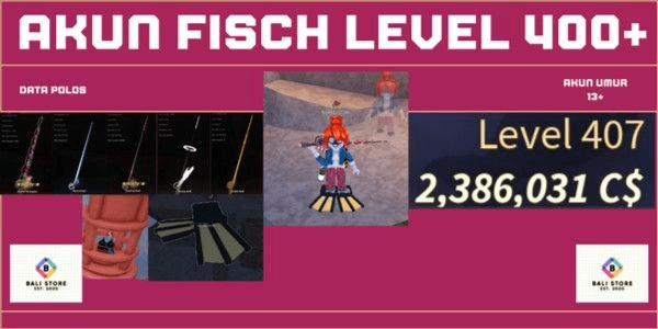 Gambar Product AKUN ROBLOX FISCH LEVEL 400+ [UNLOCK 5 GOOD ROD][CHECK DESKRIPSI]